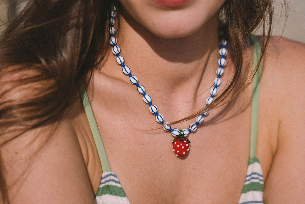 Santorini Fruits Necklace | Strawberry Stripe