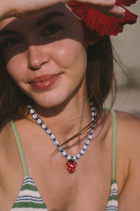 Santorini Fruits Necklace | Strawberry Stripe
